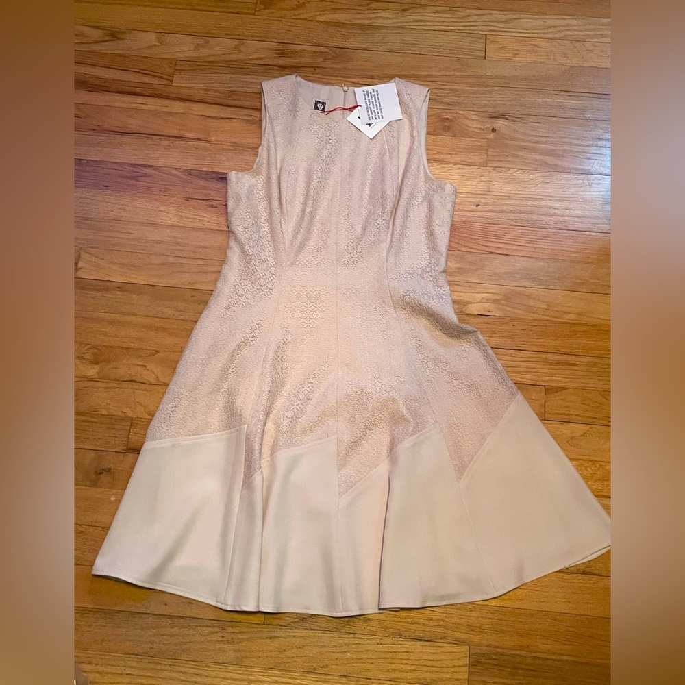 NEW women’s Anne Klein crème off white wheat lined dress size 8- NWT